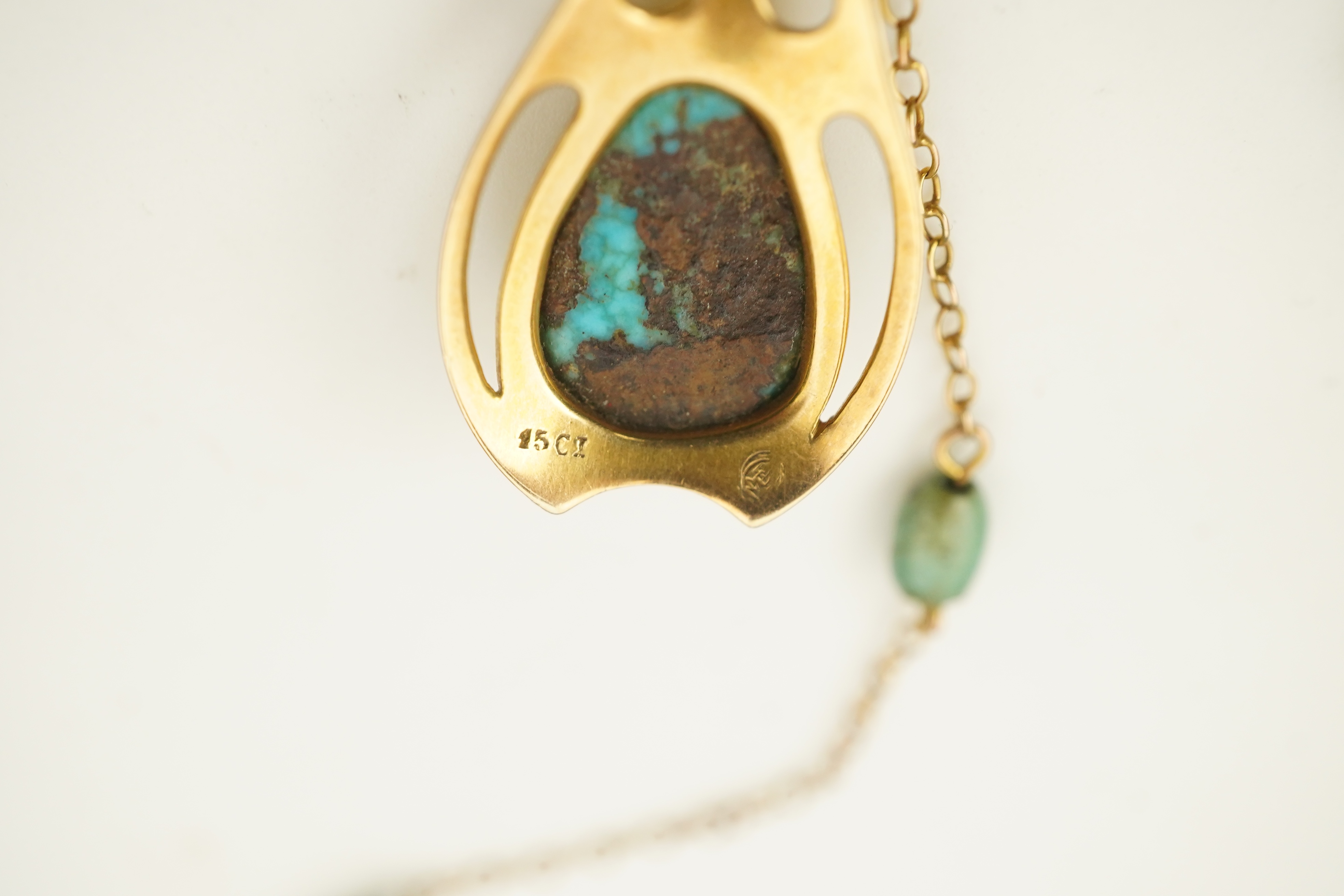 Murrle, Bennett & Co., an Arts and Crafts turquoise pendant necklace, early 20th century